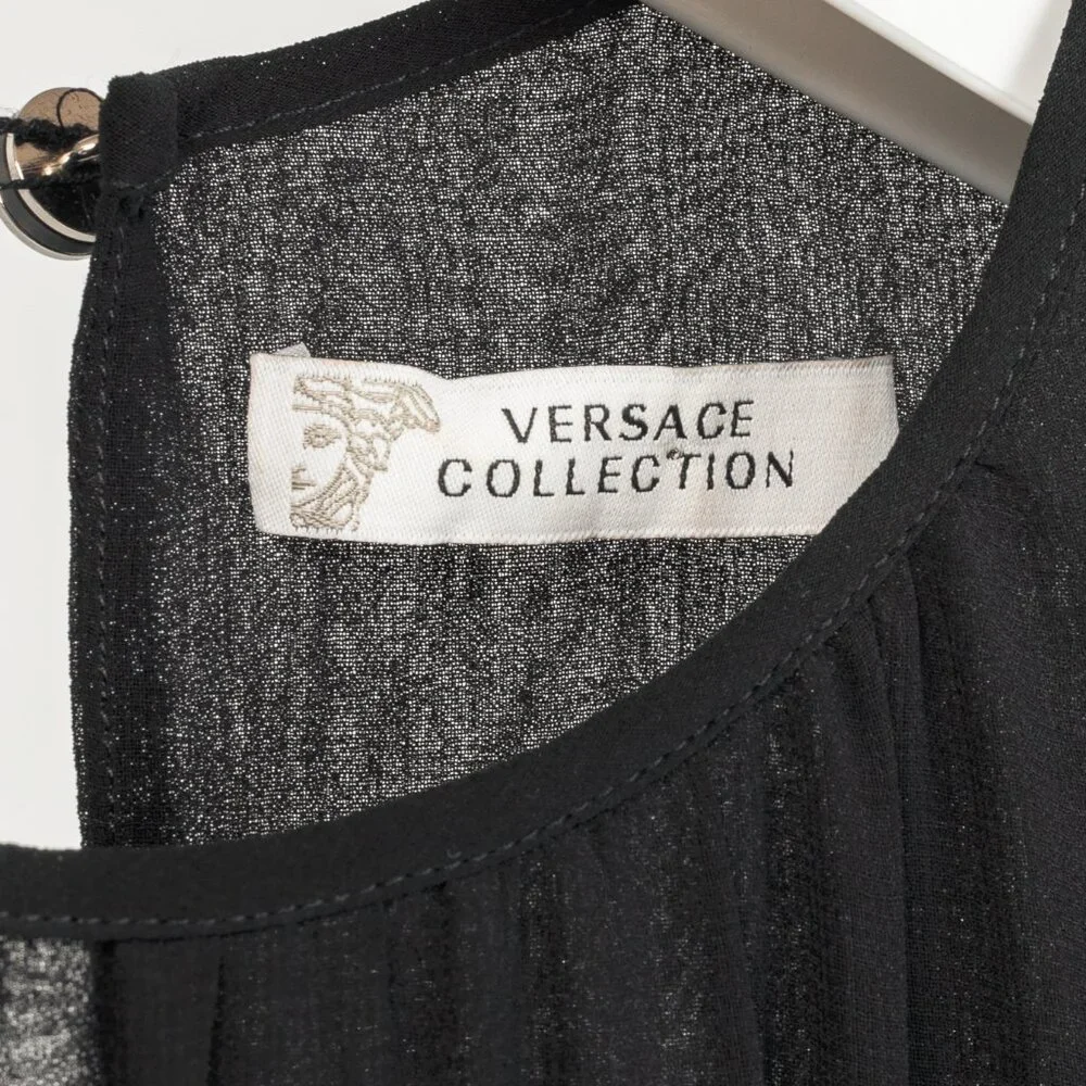 Versace Collection Black Crepe Rhinestone-Waist Cape Mini Dress - Picture 9 of 12